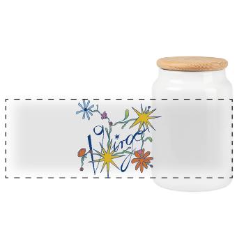 Virgo – Playful Zodiac Illustration - Panoramic Cookie Jar with Wooden Lid - white - Front