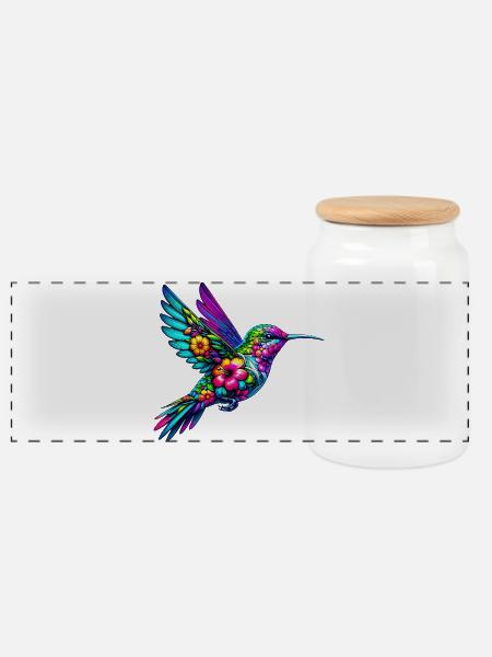 Kolibri - Panorama Keksdose mit Holzdeckel - Weiß