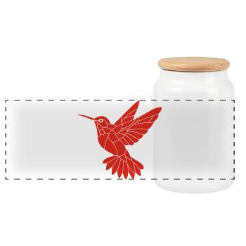 Roter Kolibri - Panorama Keksdose mit Holzdeckel - Weiß - Vorne