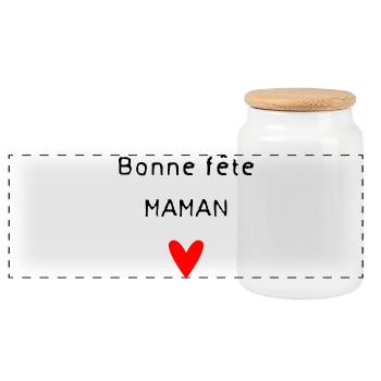 BONNE FÊTE. COEUR. BONNE FÊTE MAMAN. MAMAN - Boîte à biscuits avec couvercle en bois - blanc - Devant