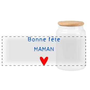 BONNE FÊTE. BONNE FÊTE MAMAN. MAMAN. FÊTE DES MÈRE - Boîte à biscuits avec couvercle en bois - blanc - Devant