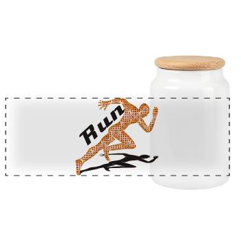 Dynamic sprint motif in an extravagant design - Panoramic Cookie Jar with Wooden Lid - white - Front