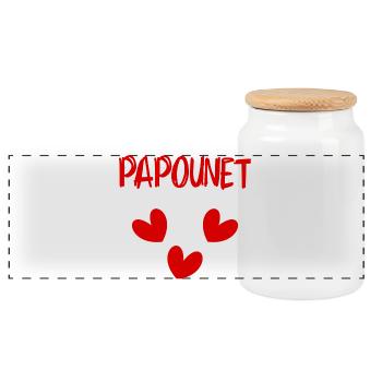 PAPOUNET. DAD. FATHER'S DAY. HAPPY FATHER'S DAY - Panoramic Cookie Jar with Wooden Lid - white - Front