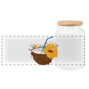 Exotischer Kokos-Cocktail mit Hibiskus - Panorama Keksdose mit Holzdeckel - Weiß - Vorne