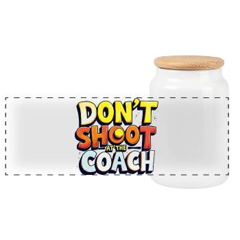 Don't shoot at the coach - Panoramic Cookie Jar with Wooden Lid - white - Front