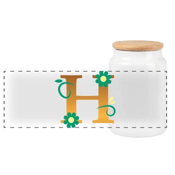 H - Panoramic Cookie Jar with Wooden Lid - white - Front
