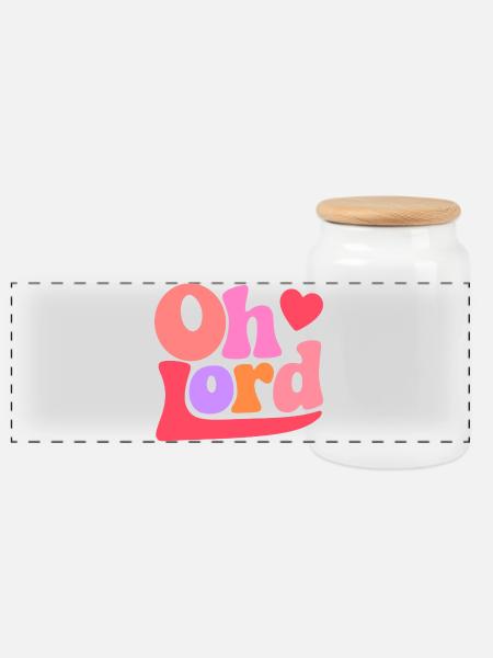 Oh Lord - Panoramic Cookie Jar with Wooden Lid - white