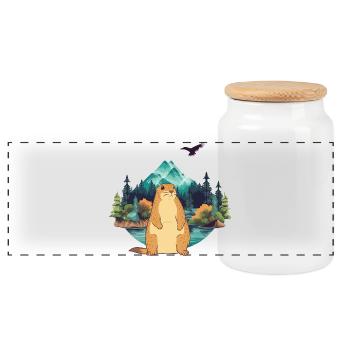 Marmotte - Boîte à biscuits avec couvercle en bois - blanc - Devant