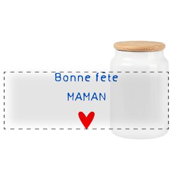 HAPPY BIRTHDAY. HAPPY MOTHER'S DAY. MOM. MOTHER'S DAY - Panoramic Cookie Jar with Wooden Lid - white - Front