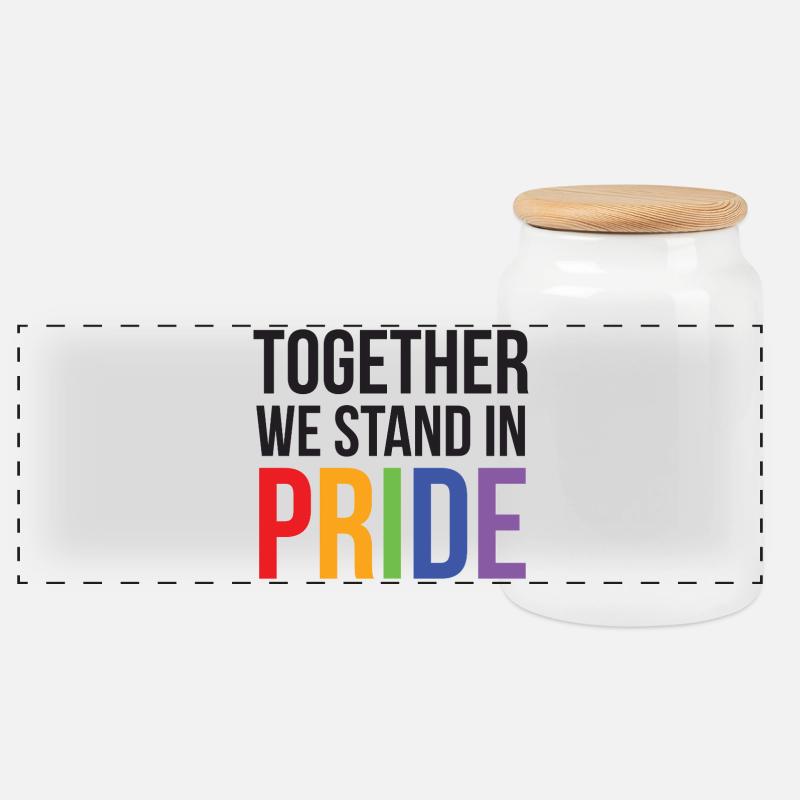 LGBTQ Pride Month - Together We Stand in Pride - Panoramic Cookie Jar with Wooden Lid - white