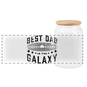 Bester Vater der Galaxis - Panorama Keksdose mit Holzdeckel - Weiß - Vorne