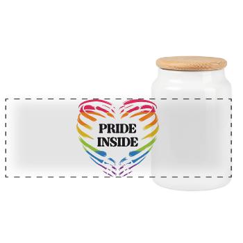 Mois de la fierté LGBT - Pride Inside - Boîte à biscuits avec couvercle en bois - blanc - Devant