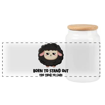 Black Sheep Funny - Panoramic Cookie Jar with Wooden Lid - white - Front