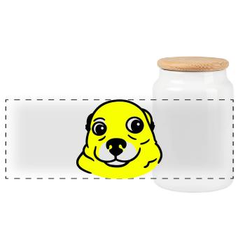 Ängstlicher Hund im Pop Art Stil - Panorama Keksdose mit Holzdeckel - Weiß - Vorne