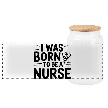 I was born to be a nurse - Panoramic Cookie Jar with Wooden Lid - white - Front