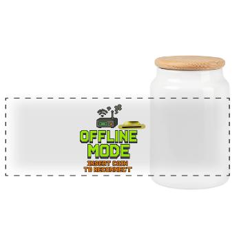 Retro-Gaming Offline-Modedesign - Panorama Keksdose mit Holzdeckel - Weiß - Vorne