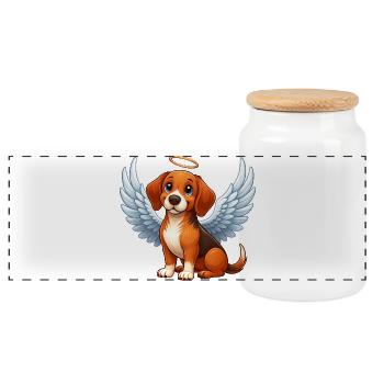 Ange de dessin animé Beagle mignon avec des ailes saintes - Boîte à biscuits avec couvercle en bois - blanc - Devant
