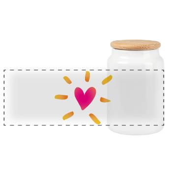 Heart Course Wedding Love Comic Marry Couple - Panoramic Cookie Jar with Wooden Lid - white - Front