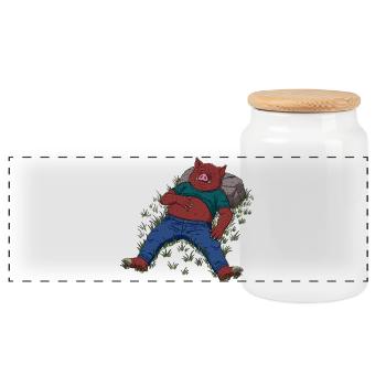Sleepy - Panoramic Cookie Jar with Wooden Lid - white - Front