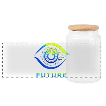Futuristischer Kreis Technologie Design - Panorama Keksdose mit Holzdeckel - Weiß - Vorne