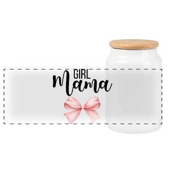 Mädchen Mama, Girl Mama - Panorama Keksdose mit Holzdeckel - Weiß - Vorne