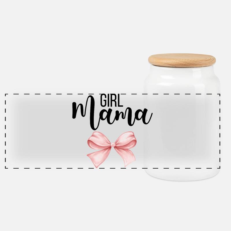 Mädchen Mama, Girl Mama - Panorama Keksdose mit Holzdeckel - Weiß