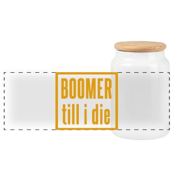 Vintage Boomer Slogan Design - Panorama Keksdose mit Holzdeckel - Weiß - Vorne