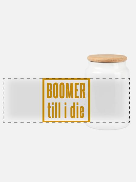 Vintage Boomer Slogan Design - Panorama Keksdose mit Holzdeckel - Weiß