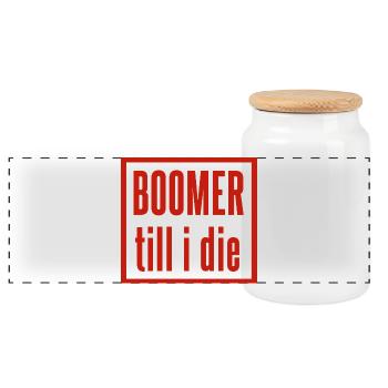 Boomer Till I The Lettering - Panoramic Cookie Jar with Wooden Lid - white - Front