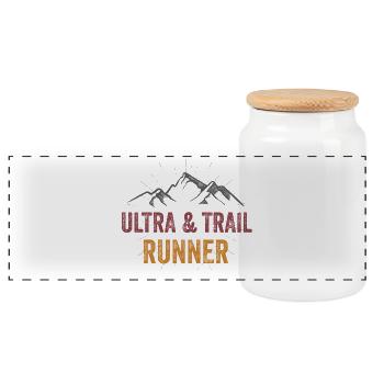 Ultra & Trail Runner - Boîte à biscuits avec couvercle en bois - blanc - Devant