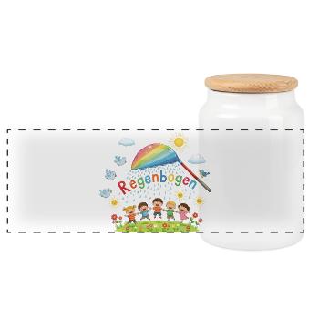 Rainbow Kids Joy - Panoramic Cookie Jar with Wooden Lid - white - Front