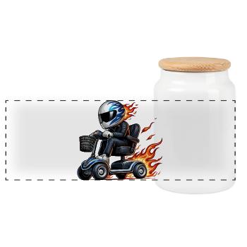 Scooter de mobilité Race bleu - Boîte à biscuits avec couvercle en bois - blanc - Devant