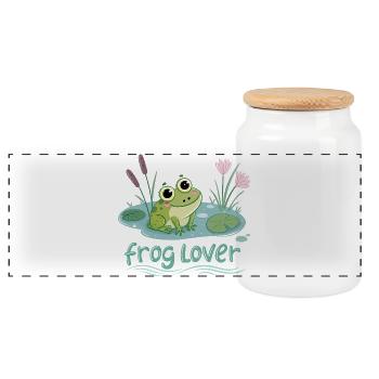 Frog Lovers - Panoramic Cookie Jar with Wooden Lid - white - Front