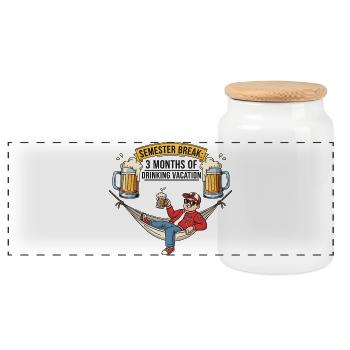 Semester break: Drinking holiday - Panoramic Cookie Jar with Wooden Lid - white - Front
