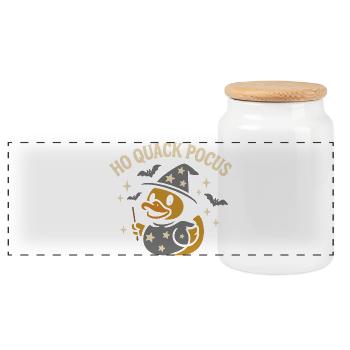 Canard en caoutchouc magicien avec motif de dicton amusant - Boîte à biscuits avec couvercle en bois - blanc - Devant
