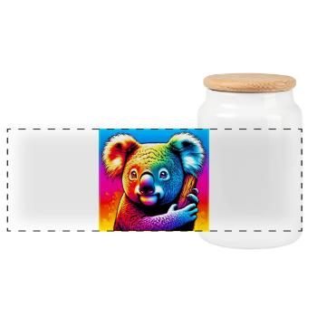 Koala - Panorama Keksdose mit Holzdeckel - Weiß - Vorne