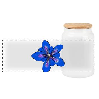 Gentian, Flower - Panoramic Cookie Jar with Wooden Lid - white - Front