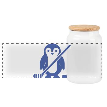 Minimalist Penguin Hockey Silhouette - Panoramic Cookie Jar with Wooden Lid - white - Front