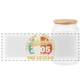 Cadeau d'anniversaire vintage de septembre 2005 pour 20 ans - Boîte à biscuits avec couvercle en bois - blanc - Devant