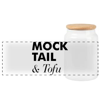 Tofu sans alcool végétalien - Boîte à biscuits avec couvercle en bois - blanc - Devant