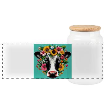 vache - Boîte à biscuits avec couvercle en bois - blanc - Devant