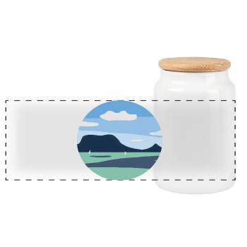 Balaton digital art - Panoramic Cookie Jar with Wooden Lid - white - Front