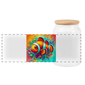 Clownfish - Panoramic Cookie Jar with Wooden Lid - white - Front