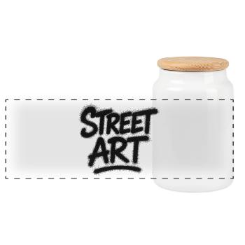 Street Art Spray Graffiti - Panorama Keksdose mit Holzdeckel - Weiß - Vorne