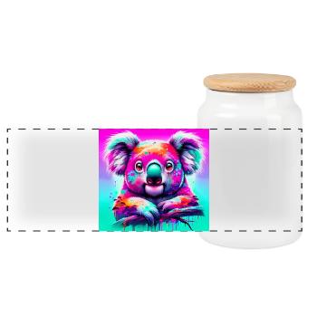 Koala - Panoramic Cookie Jar with Wooden Lid - white - Front