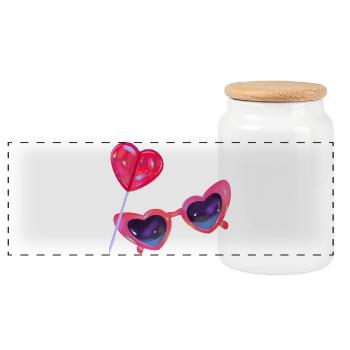 Lollipop Heart Love Design - Panoramic Cookie Jar with Wooden Lid - white - Front