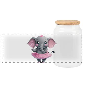 Elefant_im_Tuettue4 - Panoramic Cookie Jar with Wooden Lid - white - Front