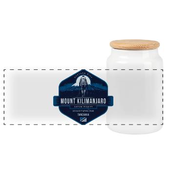 Mount Kilimanjaro , tanzania, hiking  - Panoramic Cookie Jar with Wooden Lid - white - Front