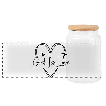 Dieu est amour Design inspirant - Boîte à biscuits avec couvercle en bois - blanc - Devant