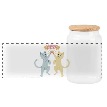 Friends Share Pawsitive Energy - Panoramic Cookie Jar with Wooden Lid - white - Front